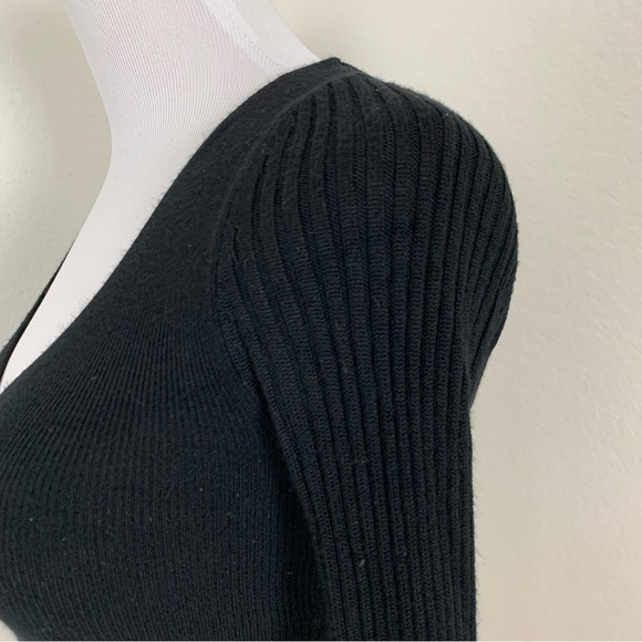 Urban Outfitters Long Bell Sleeve Ribbed Knit V Neck Crop Top - Picture 13 of 16